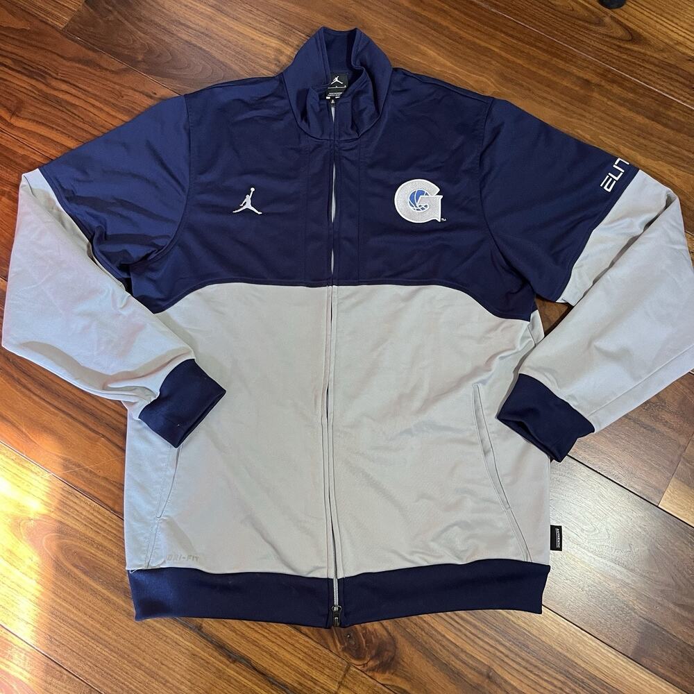 Nike Jordan Georgetown Hoyas Elite Zip-Up Blue Windbreaker Jacket Size Large